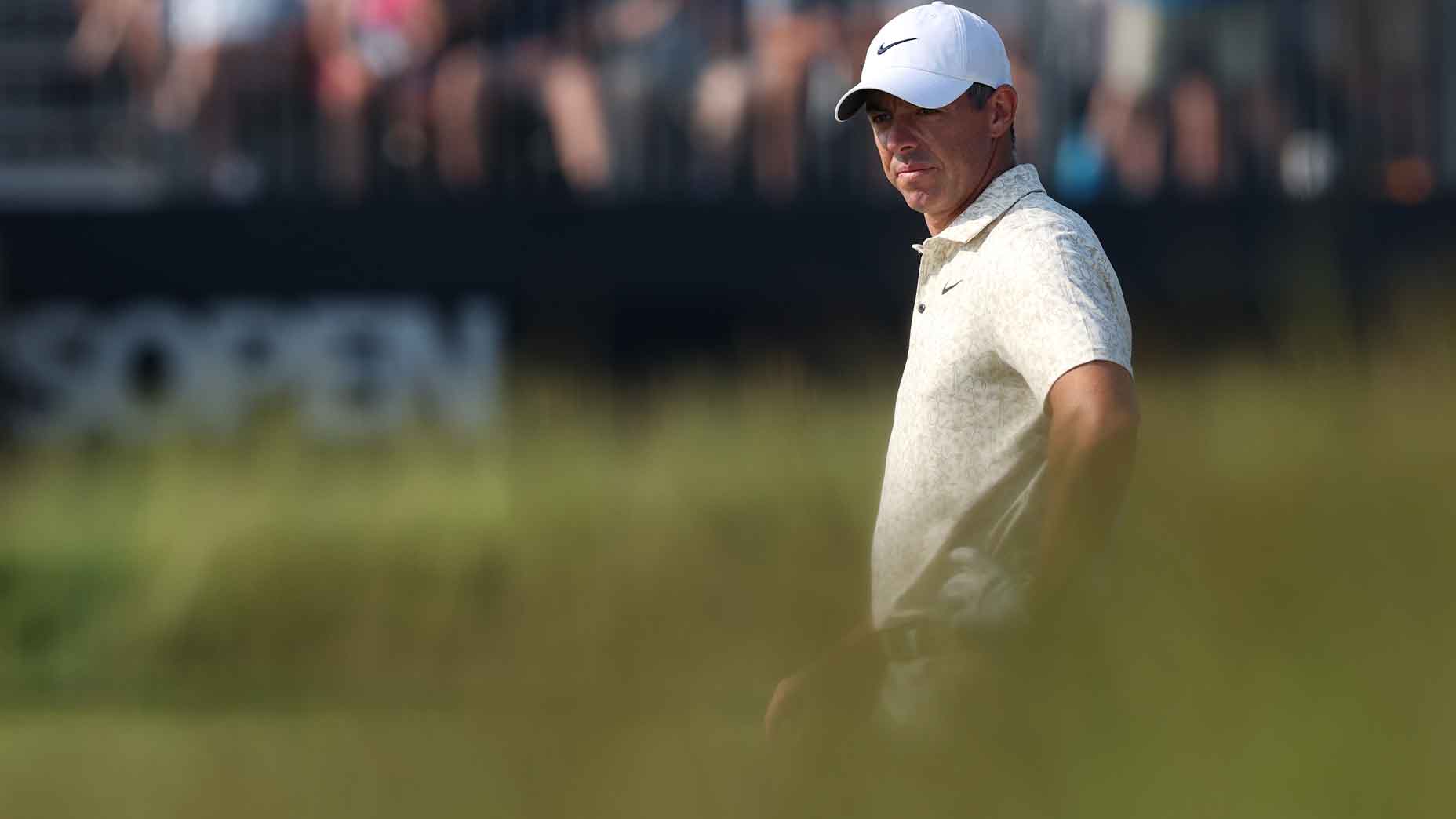 rory mcilroy stares into the distance during the first round of the 2025 u.s. open